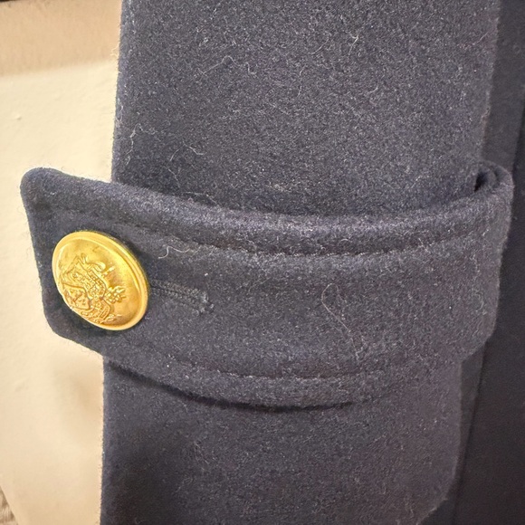 J. Crew Navy Wool Pea Coat with Black Faux Fur Collar Size 6 - Picture 6 of 10